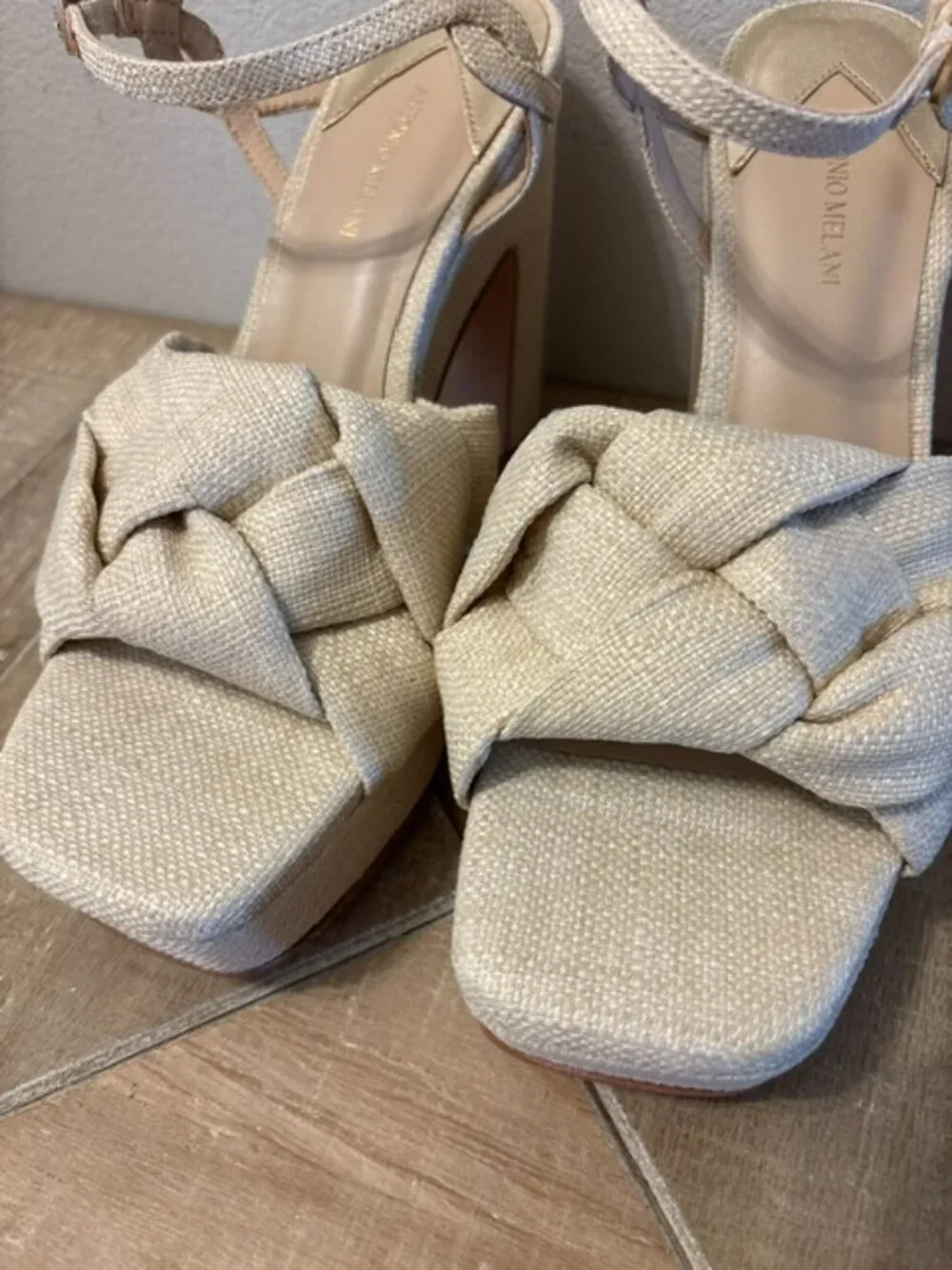 NEW Antonio Melani Mya Linen Braided Platform Dress Sandals Size 9